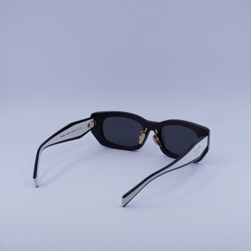 Prada PRB05SF 09Q08Z Sunglasses Black Rectangle Frame, Dark Grey Lenses - Picture 9 of 10